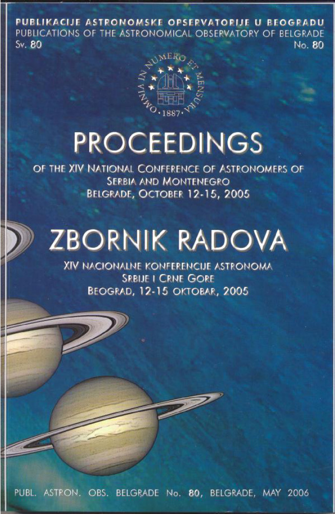Proceedings of XIV  NATIONAL CONFERENCE OF ASTRONOMERS OF SERBIA AND MONTENEGRO